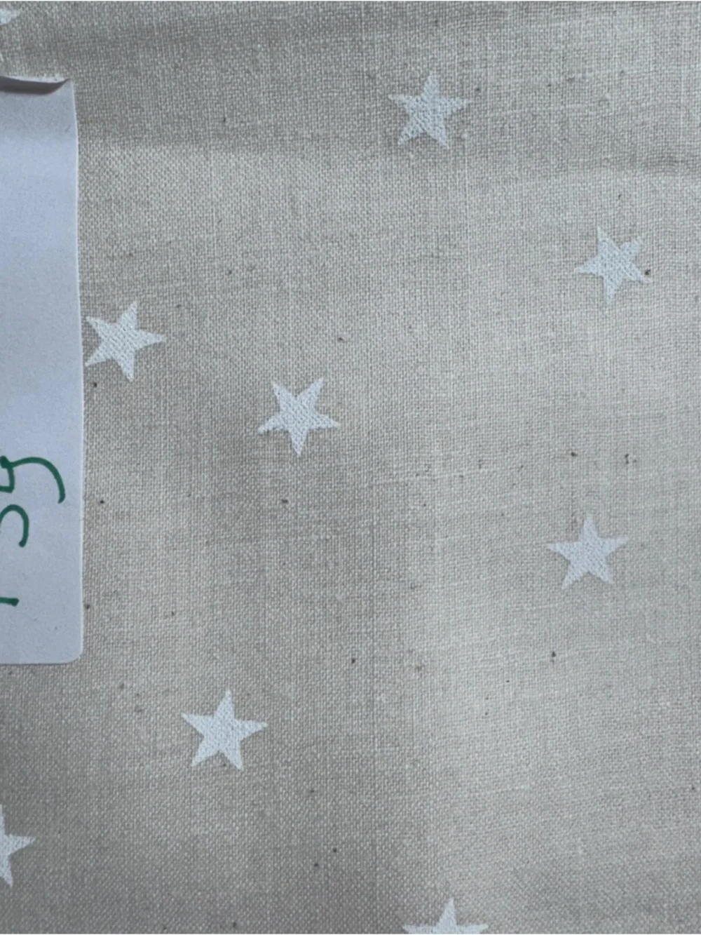 1 2/3 Yards Neutral Star Pattern Quilt Cotton Fabric - Beige and White #124